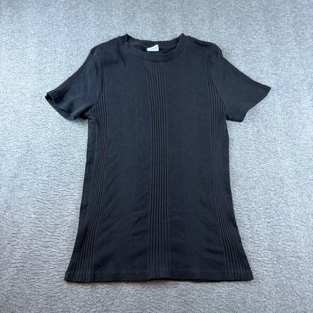Urban‎ Outfitters Ribbed Tee Women's Large Black Short Sleeve Crew Neck Cotton